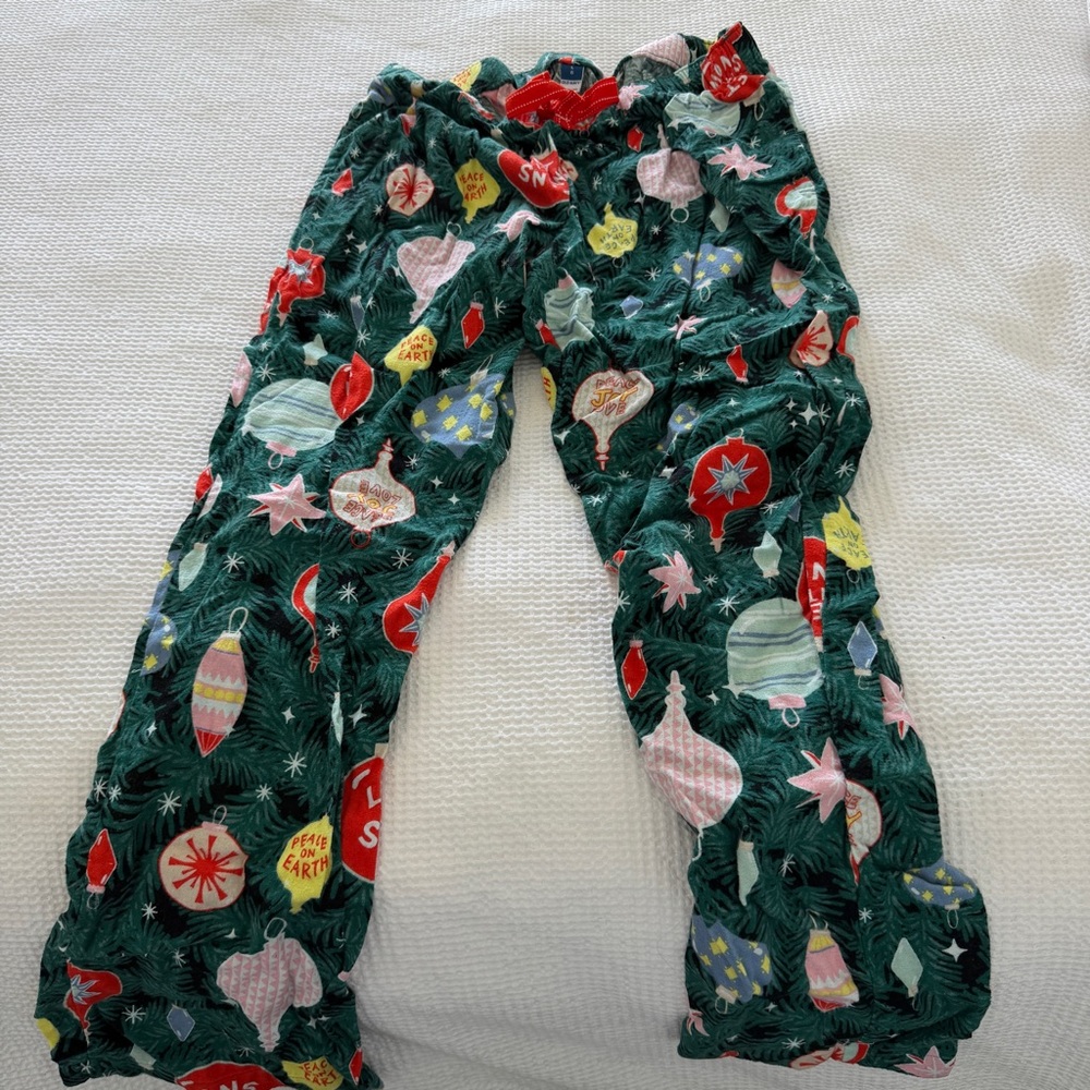 Old Navy Green Holiday Ornament Kids Pajama Pants with Multicolor Accents